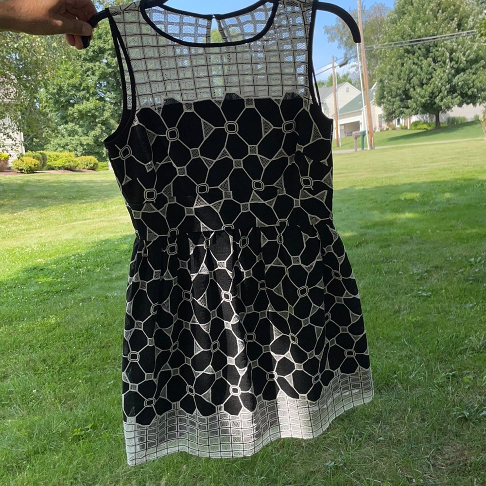 Black and White lace and embroidered dress